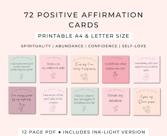 Affirmation Cards Printable // Positive Affirmation Cards For Women // Manifestation Cards // Spiritual Affirmation Cards // PDF