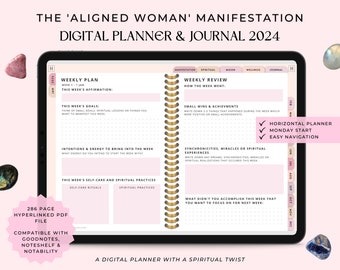 Digital Manifestation Planner & Journal 2024 // Law of Attraction Planner // Digital Planner // Spiritual Planner // Women's Digital Planner