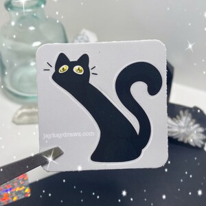 Silly Black Cat Vinyl Sticker