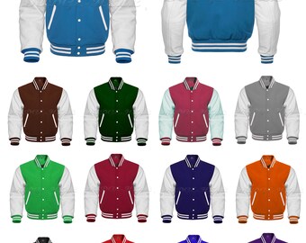 Varsity Letterman College jacket, cheerleader Jacket, Real leather & Wool | Gifts for Him