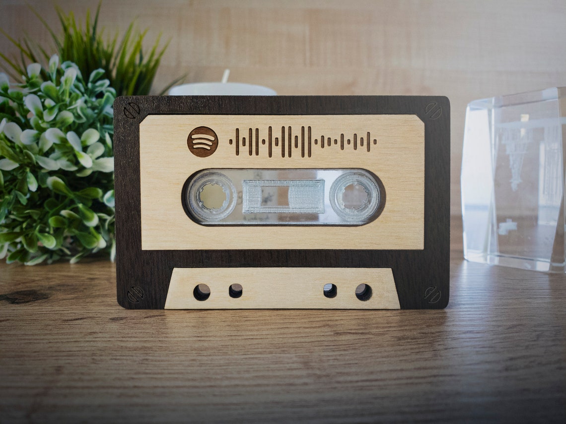 Vintage Mixtape with Spotify Code Wooden Cassette Table Decor | Etsy