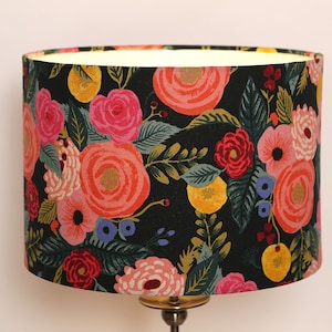 Modern Contemporary Unique  Fabric Drum Lampshade Ceiling Pendant Vintage Floral Vibrant Colourful Handmade Bespoke Home Gift  lined