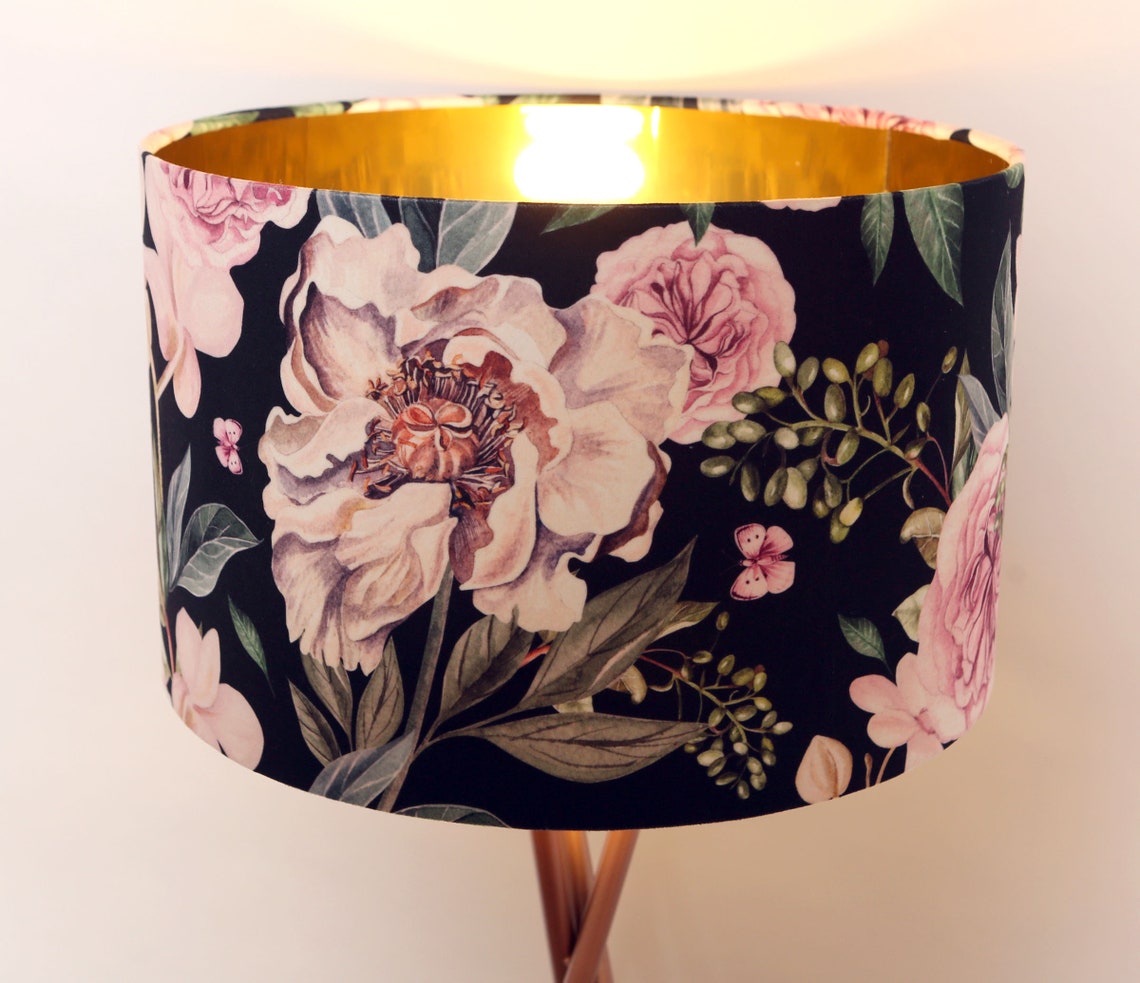 floral-velvet-lampshade-handmade-exotic-oriental-drum-shade