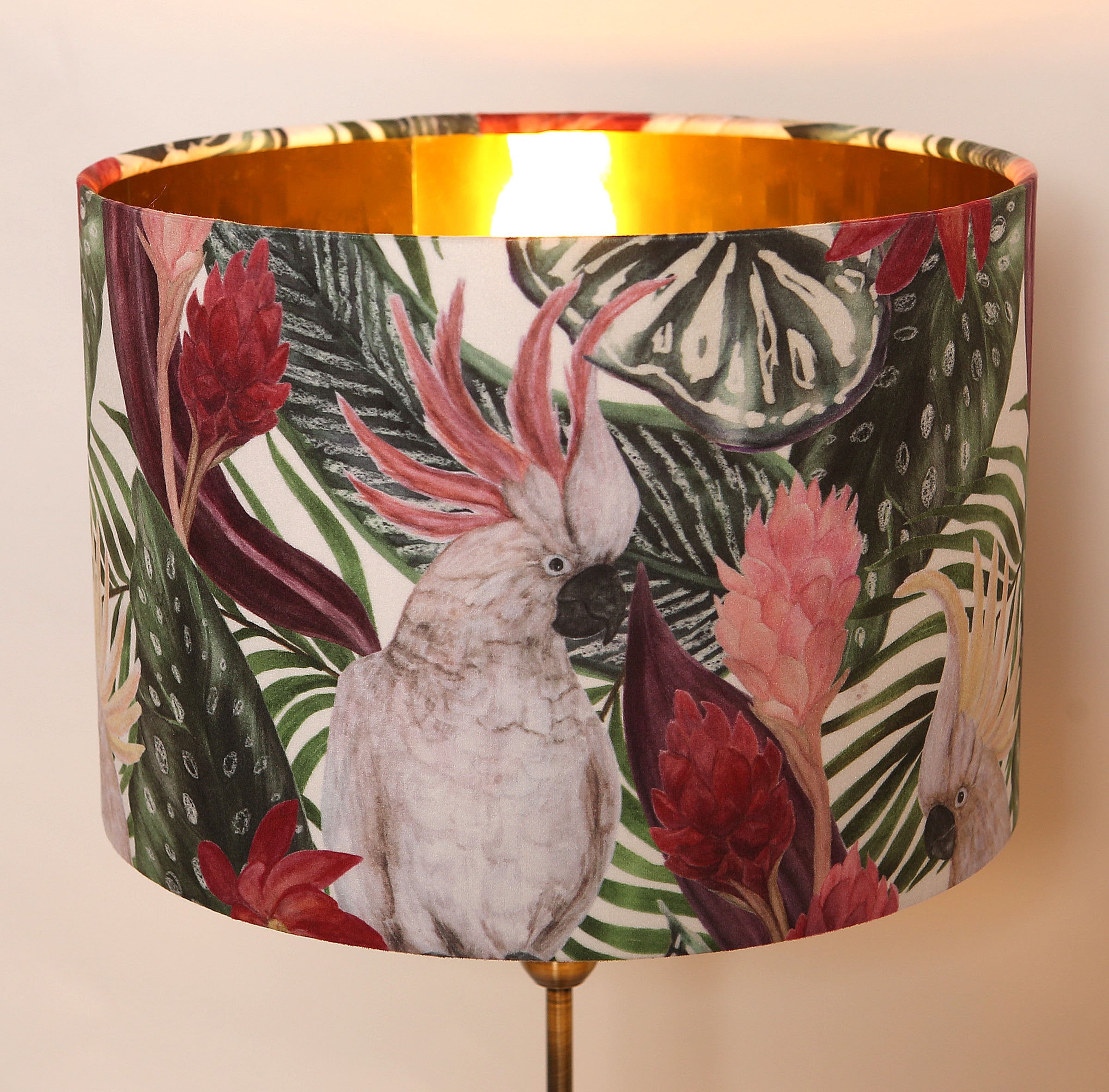 Handmade Velvet Lampshade Tropical Parrots Modern and