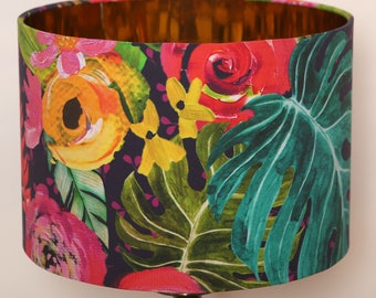 Handmade Lampshade, Vibrant, Colourful, Floral, Tropical, Jungle, Bespoke, Modern, Contemporary