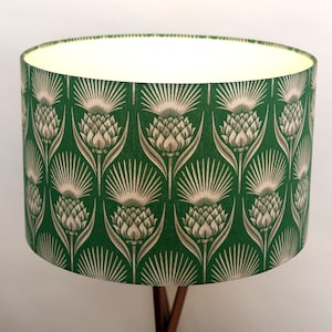 Lampshade handmade gift valentines home Modern Contemporary Unique  Fabric Drum Pea Green Thistle design Bespoke Home Gift