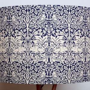 Lampshade Gift Modern William Morris Blue Brother Rabbit Contemporary Unique  Fabric Drum Bespoke Home Gift Fabric lined