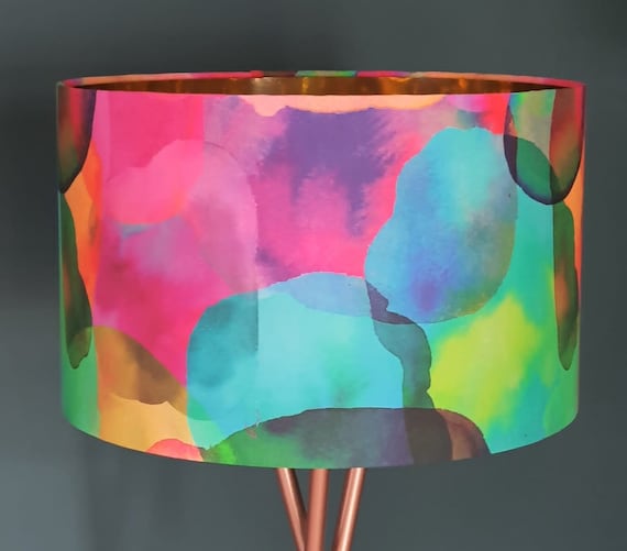 NEU ** Farbklecks Lampenschirm, handgefertigt; Home Geschenk, modern, zeitgenössisch, einzigartig, bunt, Trommel, maßgeschneidert, Decken Anhänger
