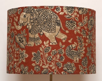 Elephant lampshade; Boho décor; Ethnic; Oriental; drum; bespoke; handmade; ceiling pendant