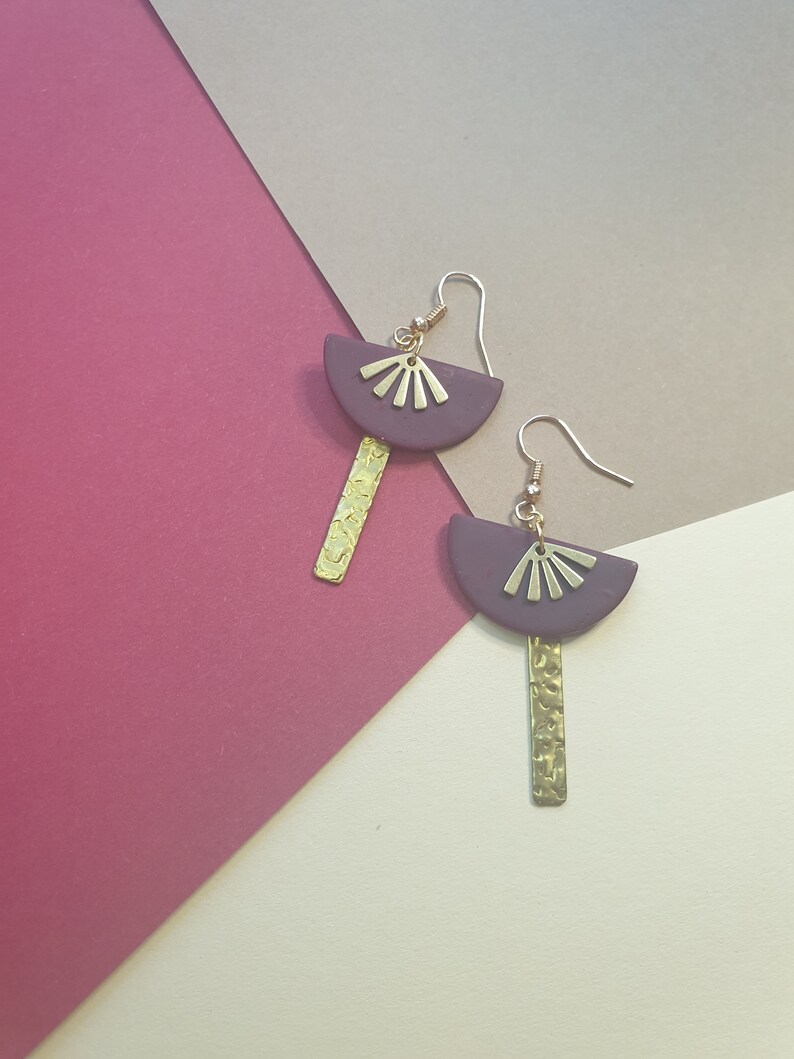 Dangle Matt earrings Vintage Glamour Statement Polymer Clay Earrings Paris range Gift for her Gift SIENNA Gold accessories