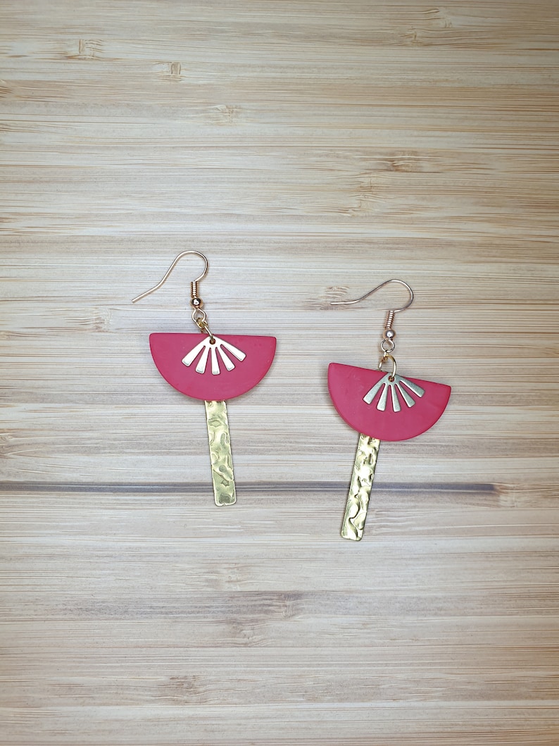 Dangle Matt earrings Vintage Glamour Statement Polymer Clay Earrings Paris range Gift for her Gift SIENNA Gold accessories