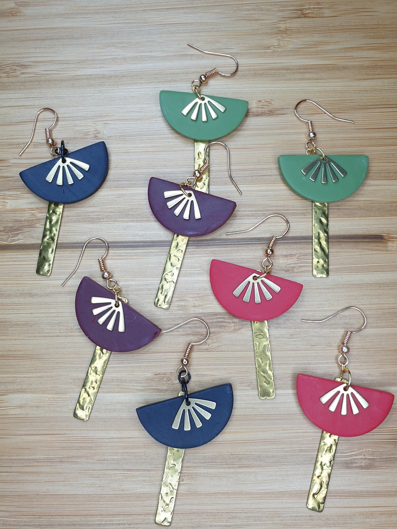 Dangle Matt earrings Vintage Glamour Statement Polymer Clay Earrings Paris range Gift for her Gift SIENNA Gold accessories