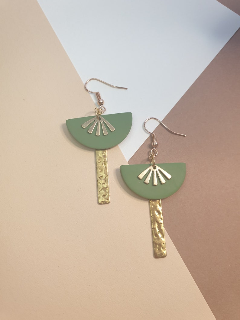 Dangle Matt earrings Vintage Glamour Statement Polymer Clay Earrings Paris range Gift for her Gift SIENNA Gold accessories