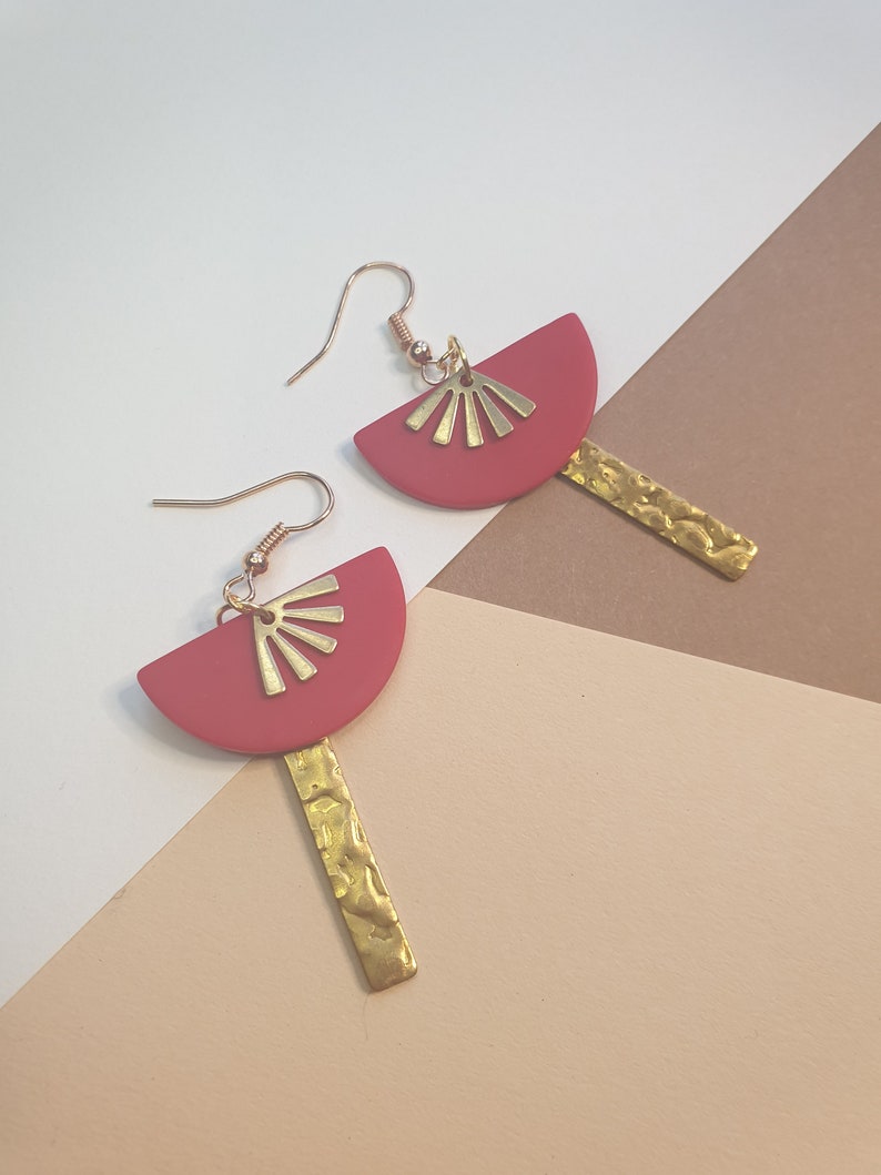 Dangle Matt earrings Vintage Glamour Statement Polymer Clay Earrings Paris range Gift for her Gift SIENNA Gold accessories
