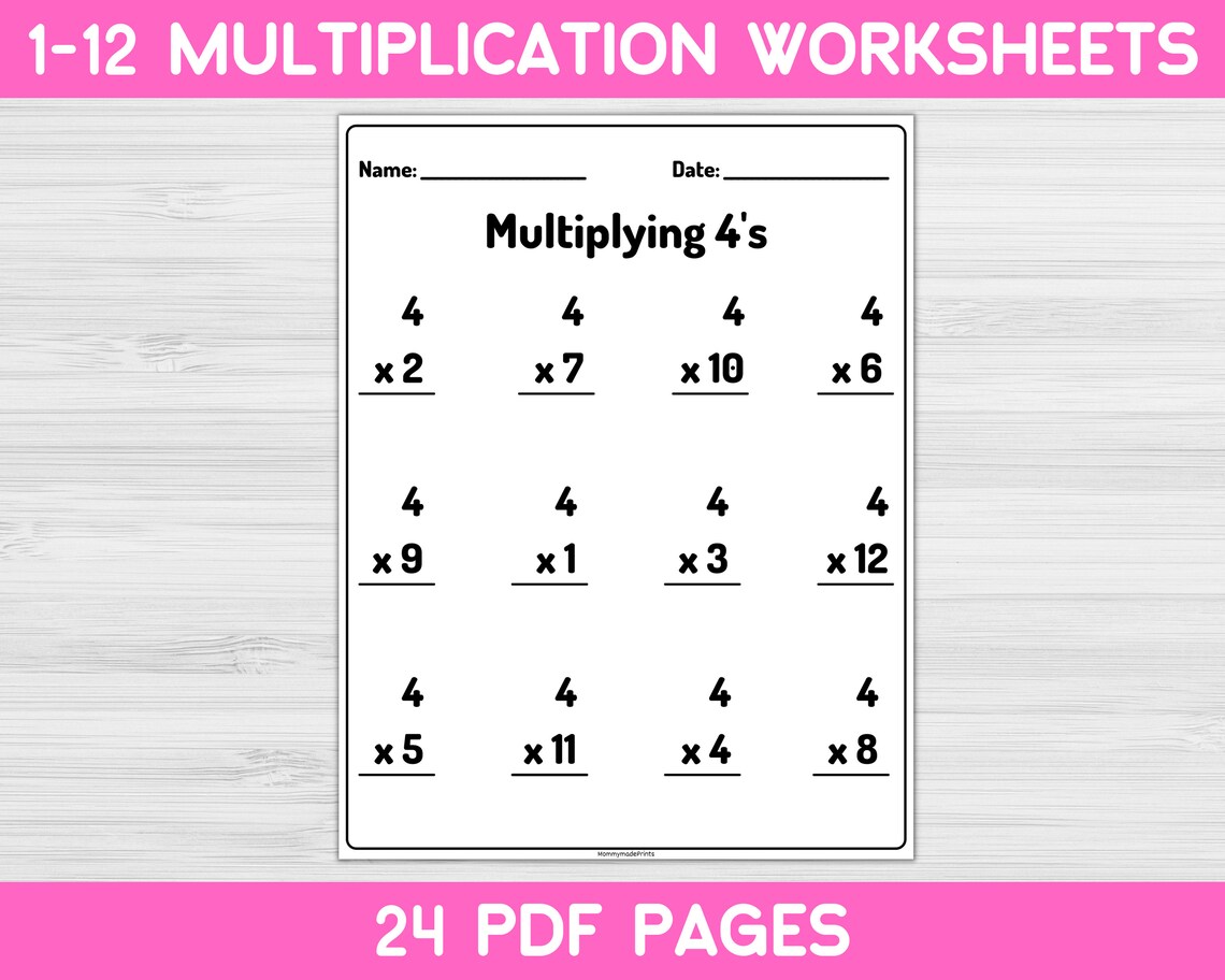 1-12 Multiplication Printable Worksheets. Preschool | Etsy