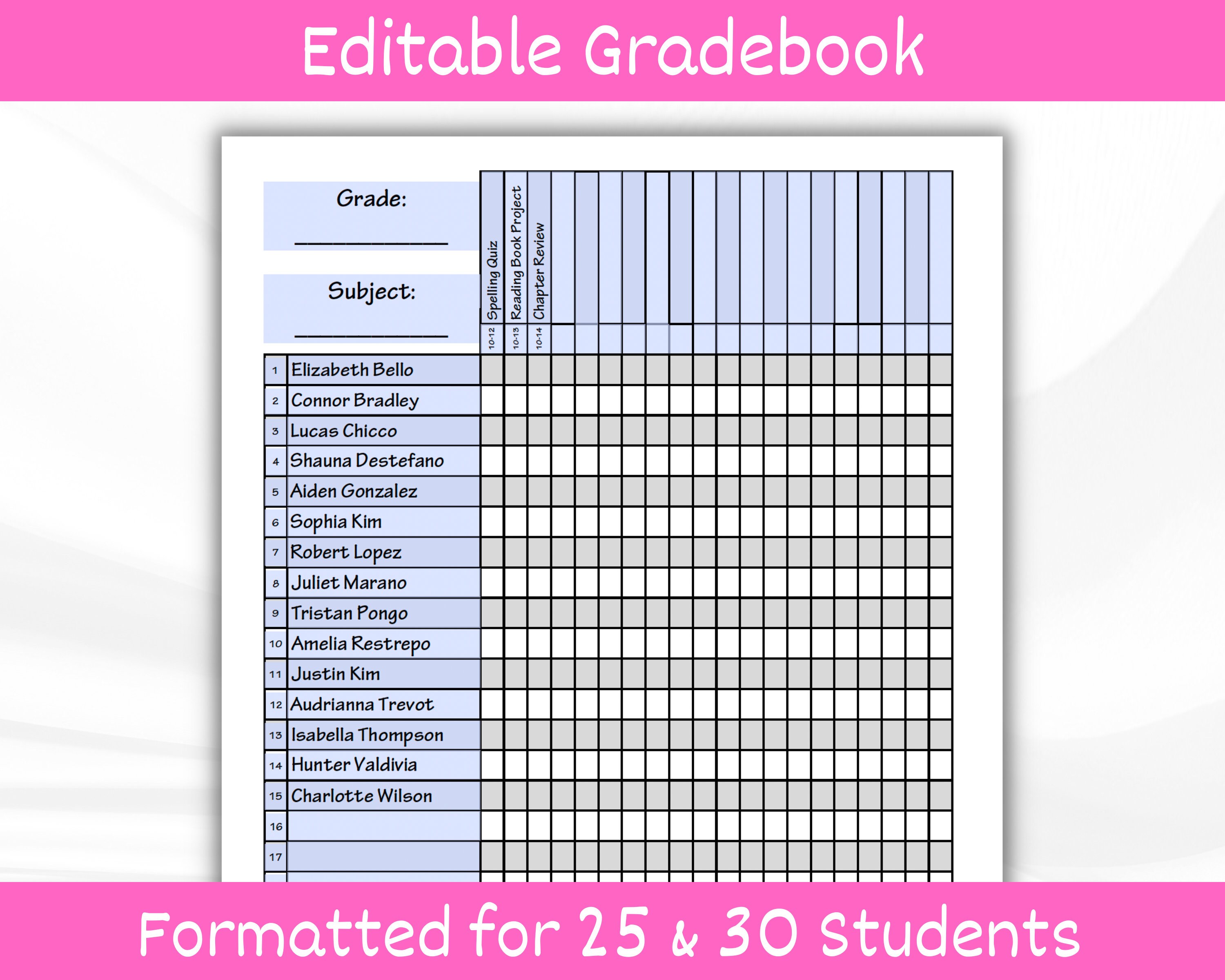 Excel Gradebook Template Excel Gradebook Template