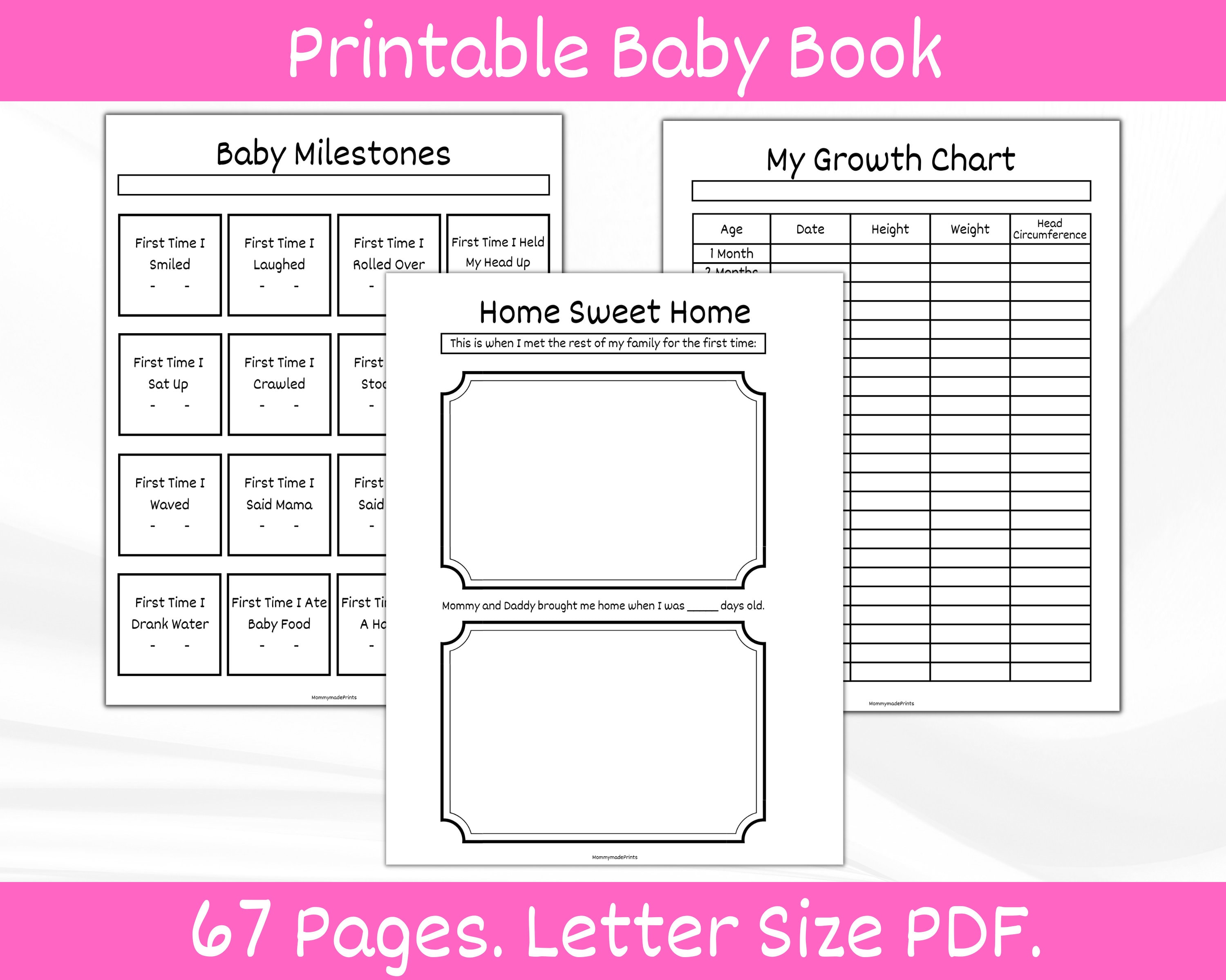 Baby Memory Book Footprints. Printable Baby Book. Baby Etsy