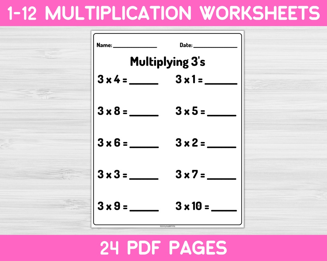 1-12 Multiplication Printable Worksheets. Preschool | Etsy