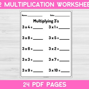 1-12 Multiplication Printable Worksheets. Preschool | Etsy