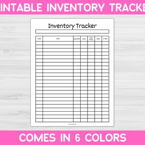 Inventory Tracker Printable. Inventory Template. Inventory - Etsy