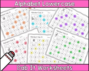 Alphabet Dab It Lowercase Preschool Worksheets. Montessori Materials. Preschool Printables. Fine Motor Skills. ABC Worksheets.