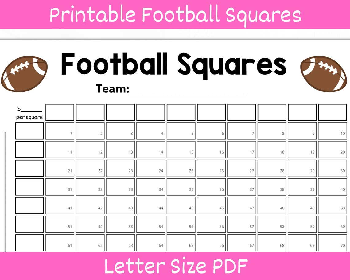 Football Squares Printable. Football Betting Game. Football Pool ...