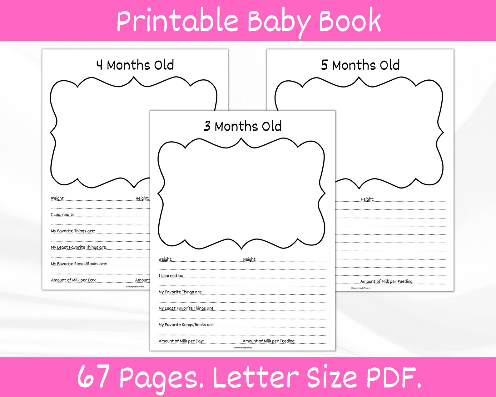 Baby Memory Book Footprints. Printable Baby Book. Baby Etsy