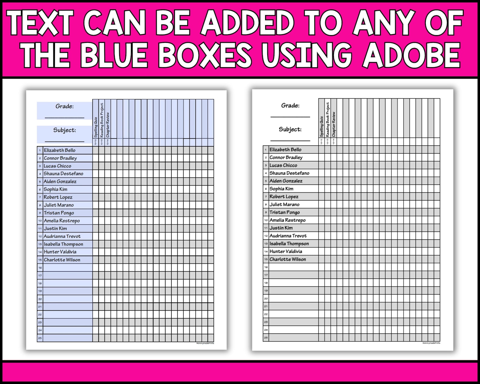 Editable Teacher Gradebook Printable. Teacher Planner. Grade Tracker ...