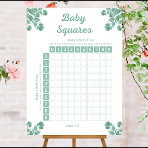 Baby Betting Squares Printable. Due Date Calendar. Baby Shower Games. Expecting Mom Gift. Baby Predictions. Baby Shower Calendar.