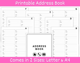 Address Book A to Z Printable. Wellness Journal. Password Book. Self Care Planner. Household Binder. Contact Book. Address Book Pages.