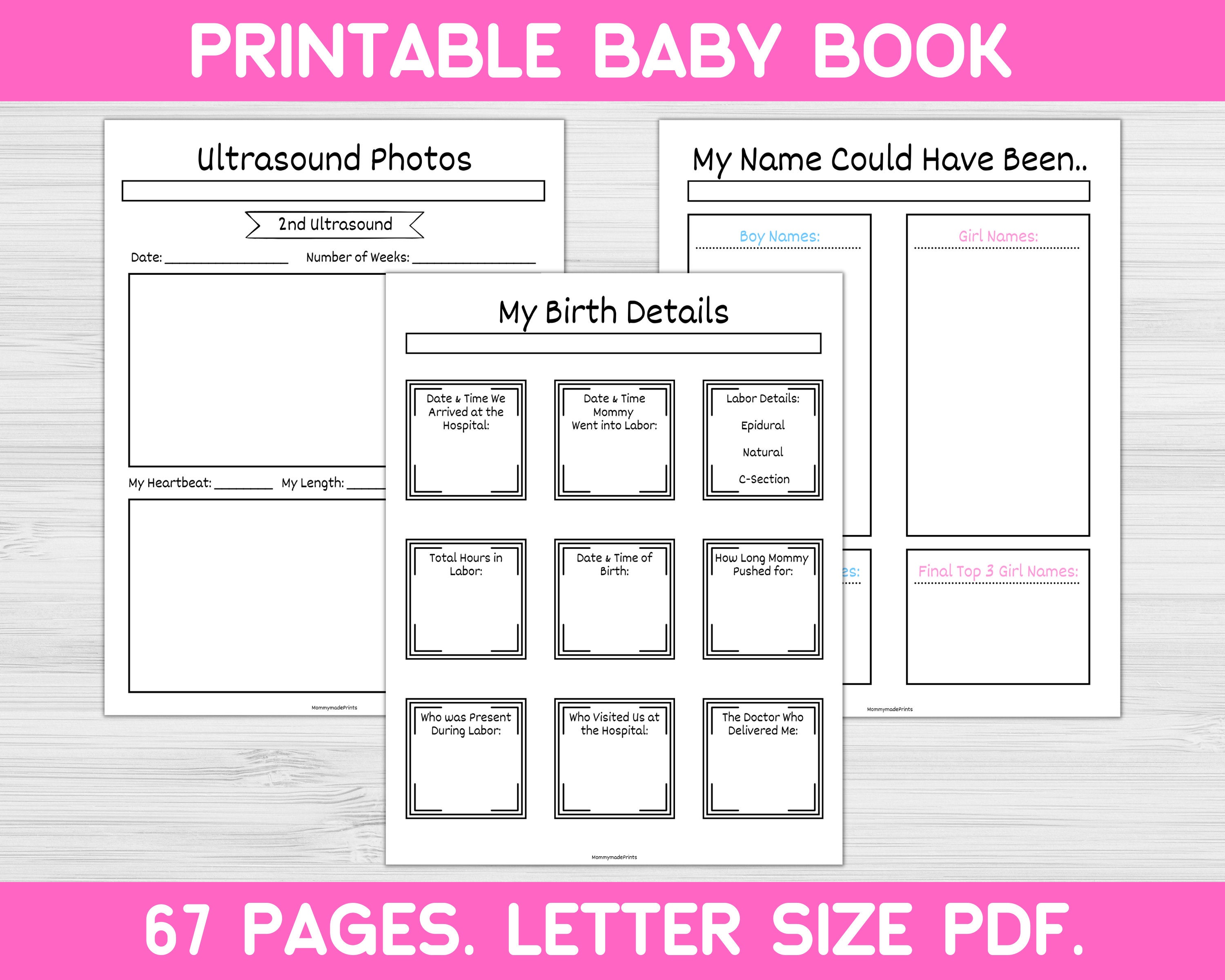 Baby Memory Book Footprints. Printable Baby Book. Baby Etsy Canada