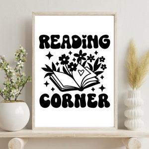 Library Poster - Reading Corner, Library Sign, Reading Posters, Read Books Poster, Reading Corner Sign, Book Nook Sign
