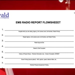 EMS-radiorapportblad, Oproepen van een radiorapport naar het ziekenhuis, paramedicus, EMT, EMS