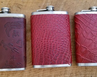 Stainless Steel Leather Covered Flasks