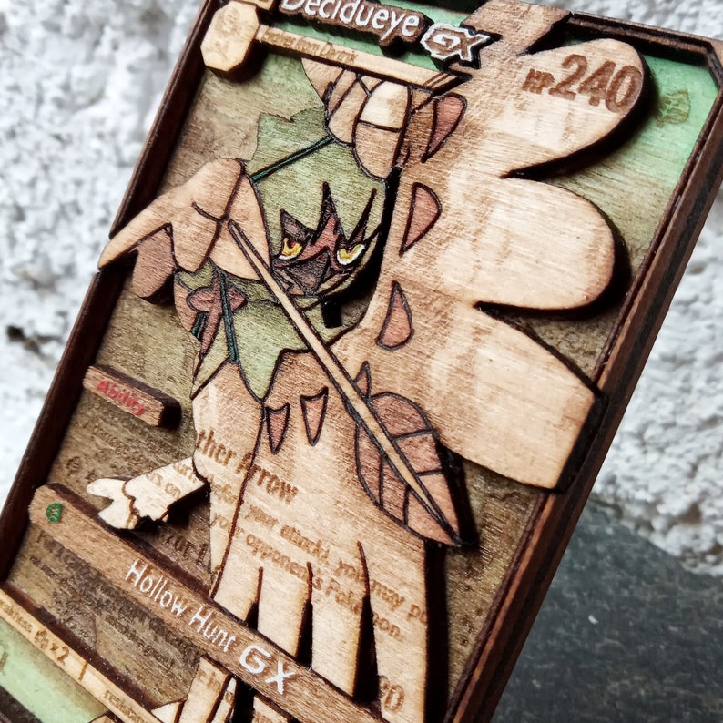 Decidueye GX 3D Wooden Pokemon Card Sun Moon Pokemon TCG Etsy