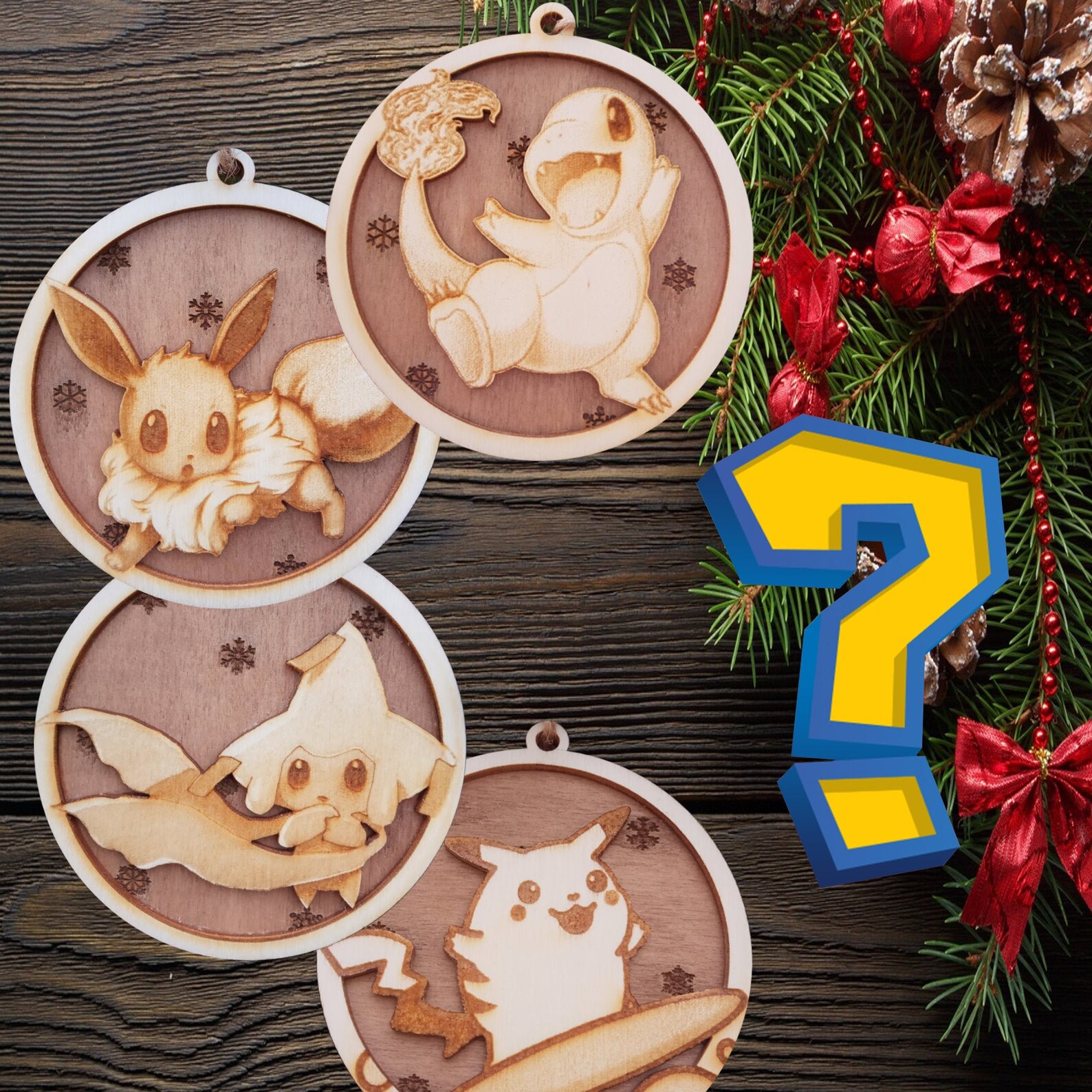 Custom Pokemon Ornament Gift Personalized Wooden Pokemon Etsy