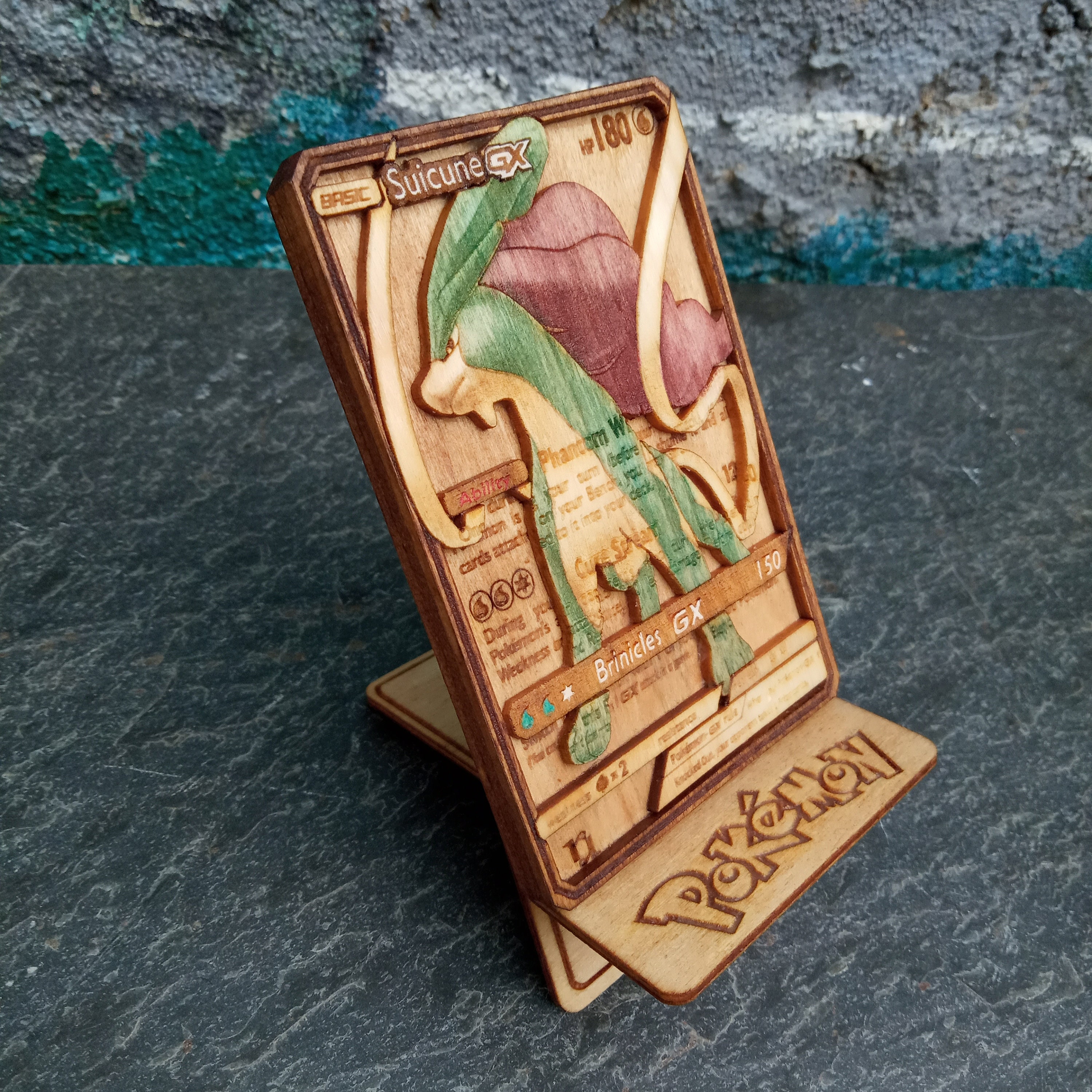 Suicune Wooden Pokemon Card Shiny Suicune GX Sun Moon 3D Etsy UK