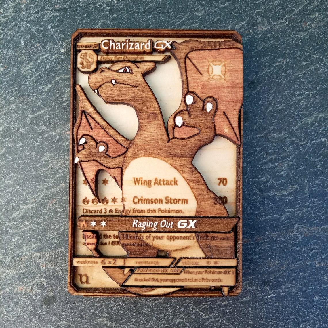 Charizard GX Wooden Pokemon Card Shiny Charizard GX Hidden Etsy