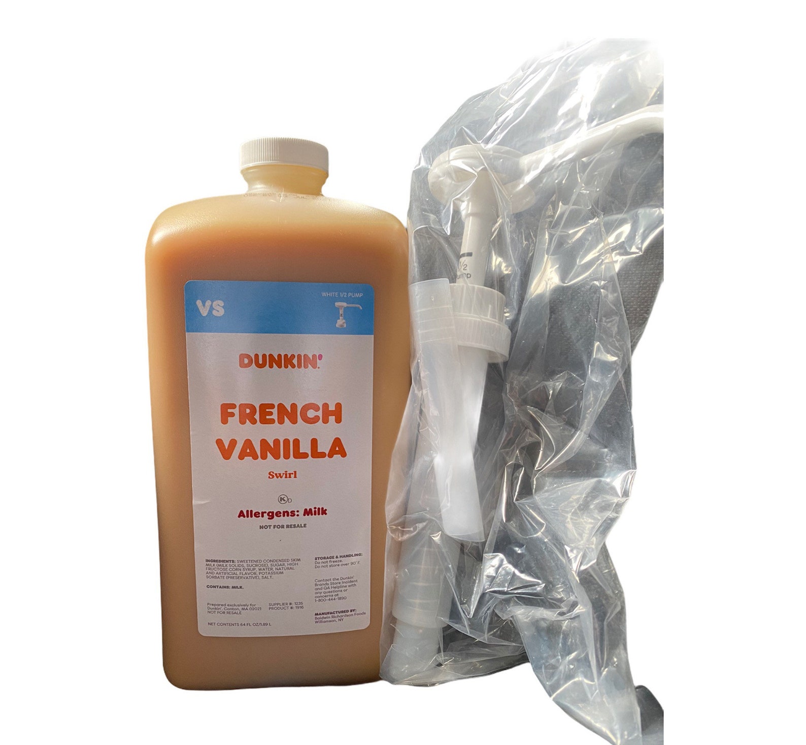 DUNKIN donuts French Vanilla SWIRL Syrup 64 oz Jug Pump Etsy