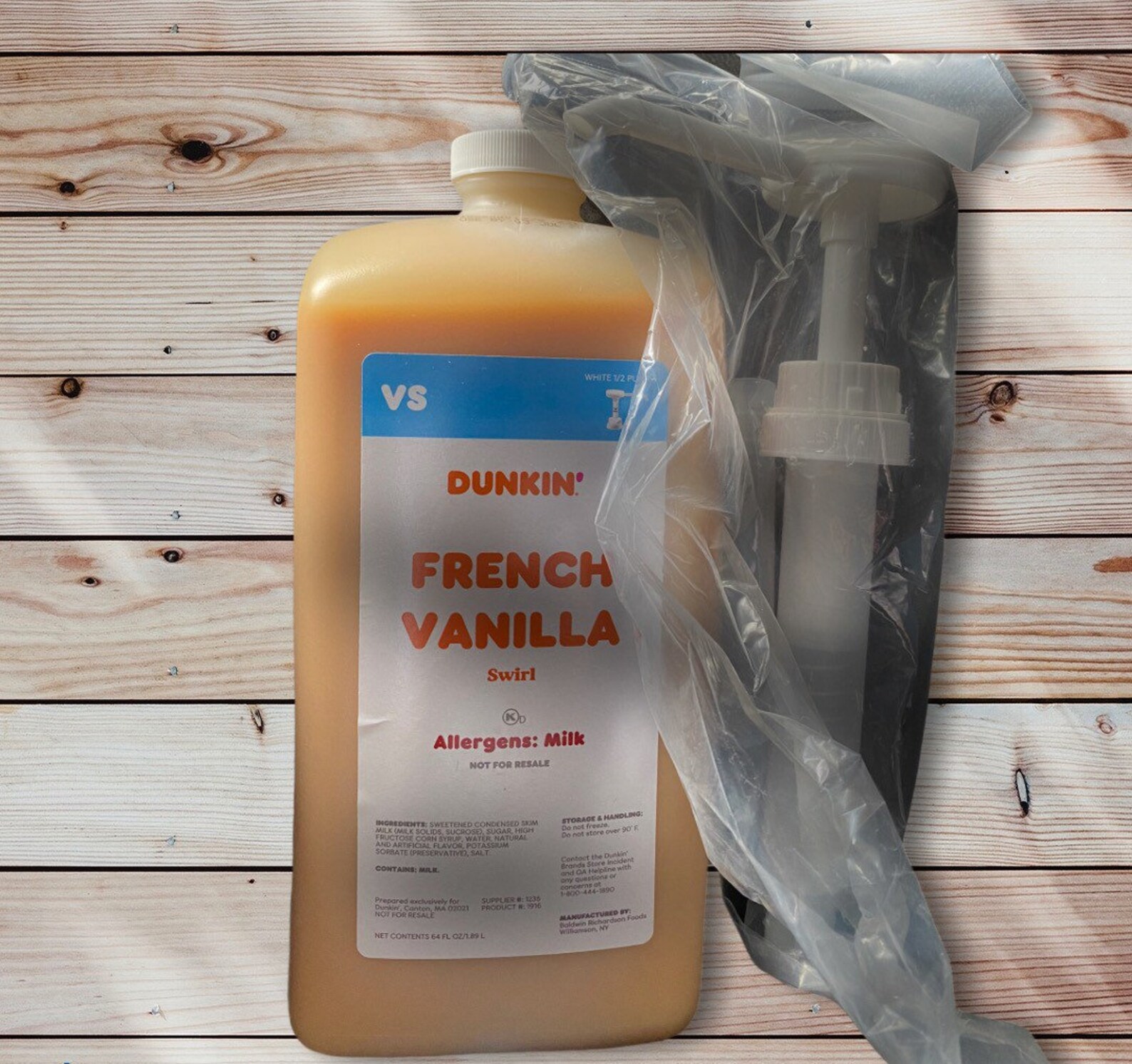DUNKIN donuts French Vanilla SWIRL Syrup 64 oz Jug Pump Etsy
