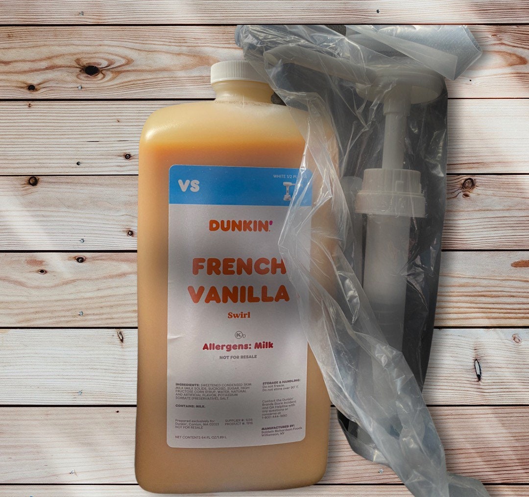 DUNKIN donuts French Vanilla SWIRL Syrup 64 oz Jug Pump Etsy