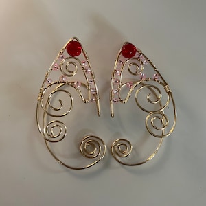 Handmade Wire Wrapped “Cherry blossom” Elf Ear Cuffs #2