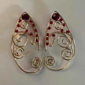 Handmade Wire Wrapped “Queen of Hearts” Elf Ear Cuffs
