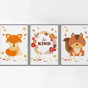animals PRINT, Set of Nursery Prints, Forest Animal, animal Nursery Wall Art, Baby Animal Wall Art, Fox, squirrel, baby room