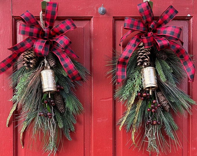 Swag Set of 2, Pair of Swags, Mini Winterteardrop, Holiday Swag