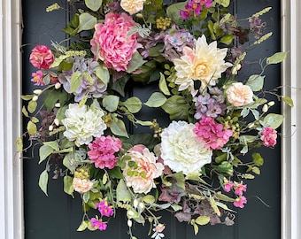 Spring Wreath, XL Wreaths, Wreath for Spring, Summer Wreaths, Front Door Wreath, Luxury Wreaths, Valentine's Day, Easter, Mother's Day Gift