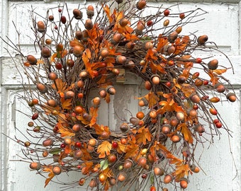 Fall Wreaths, Wreath for Fall, Autumn Wreaths, Front Door Wreath for Fall, Farmhouse Wreath, Harvest Wreath, Acorns