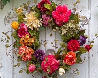 Spring Wreaths, Summer Wreaths, Fall Wreaths, Autumn Wreaths, Front Door Wreath, Colorful Wreaths, Large Wreath, Luxury Wreath