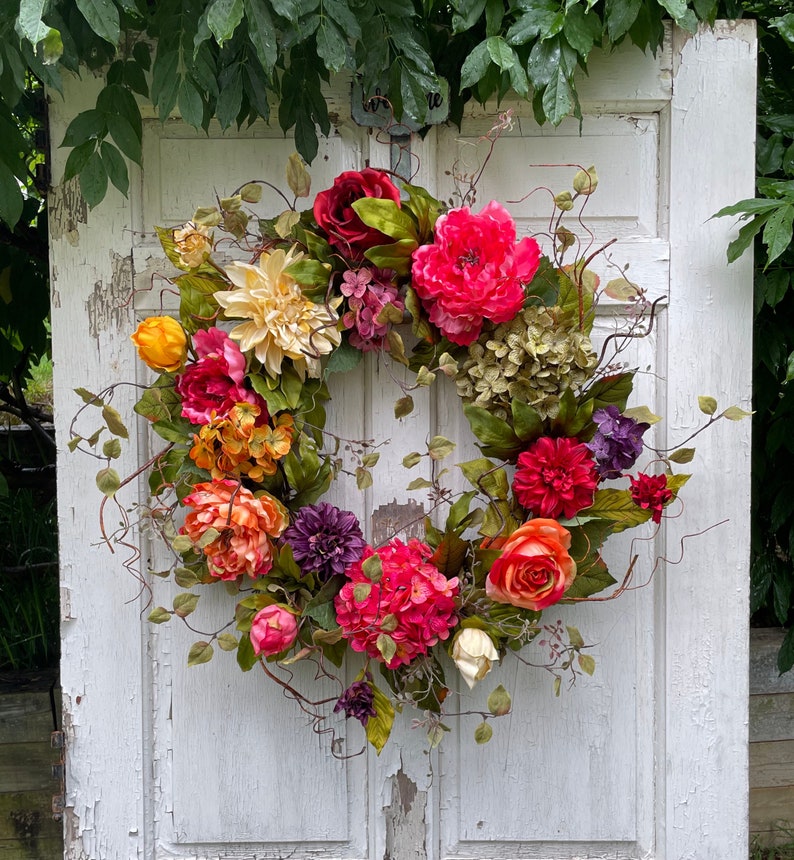 Spring Wreaths, Summer Wreaths, Fall Wreaths, Autumn Wreaths, Front Door Wreath, Colorful Wreaths, Large Wreath, Luxury Wreath image 1