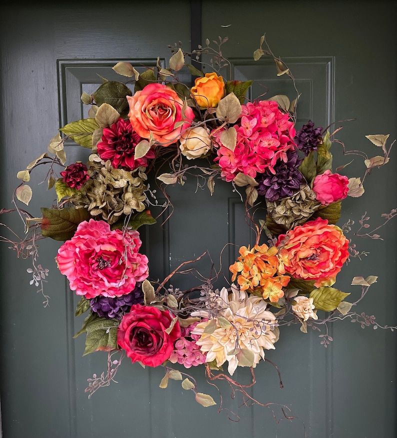 Spring Wreaths, Summer Wreaths, Fall Wreaths, Autumn Wreaths, Front Door Wreath, Colorful Wreaths, Large Wreath, Luxury Wreath image 4